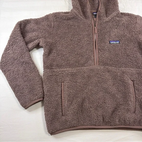 Patagonia Sherpa Fleece Hoodie Pullover Mens Small Brown 1/2 Zip - Picture 3 of 14